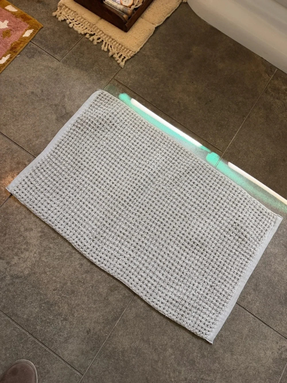 West Elm Plush Waffle Bath Mat in Light Gray - Brand new without tags!